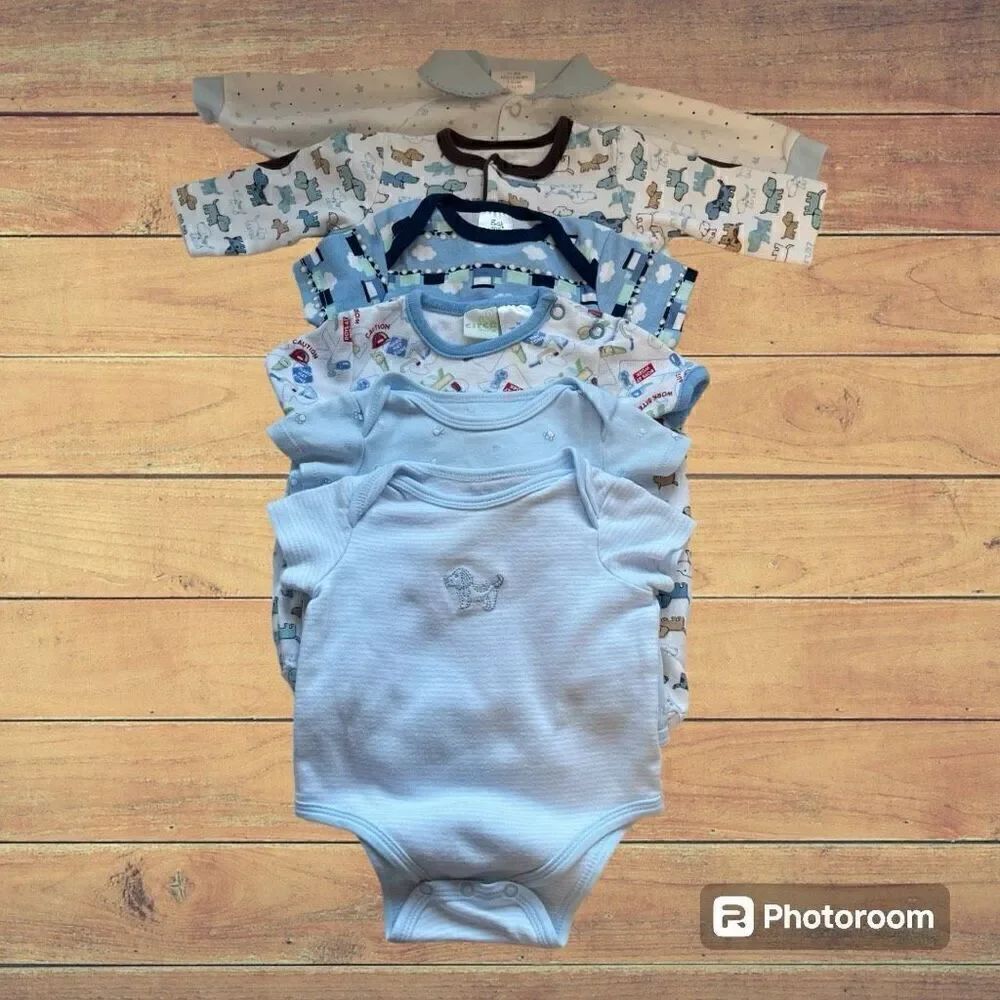 Bundle Of 6 Boys Bodysuits Sz 0-3m EUC